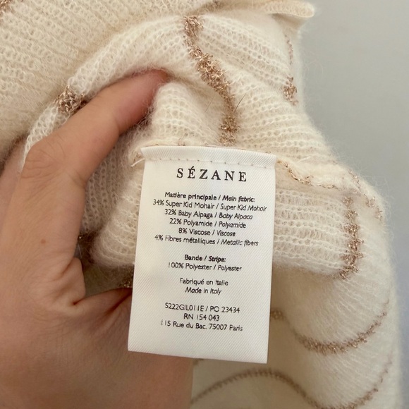 Sézane Gaspard XS Cardigan Ecru Gold Shimmer Limited Edition - Picture 5 of 7